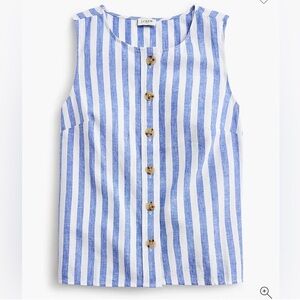 J. Crew Sleeveless Blue and White Striped Button Down Shirt NWT